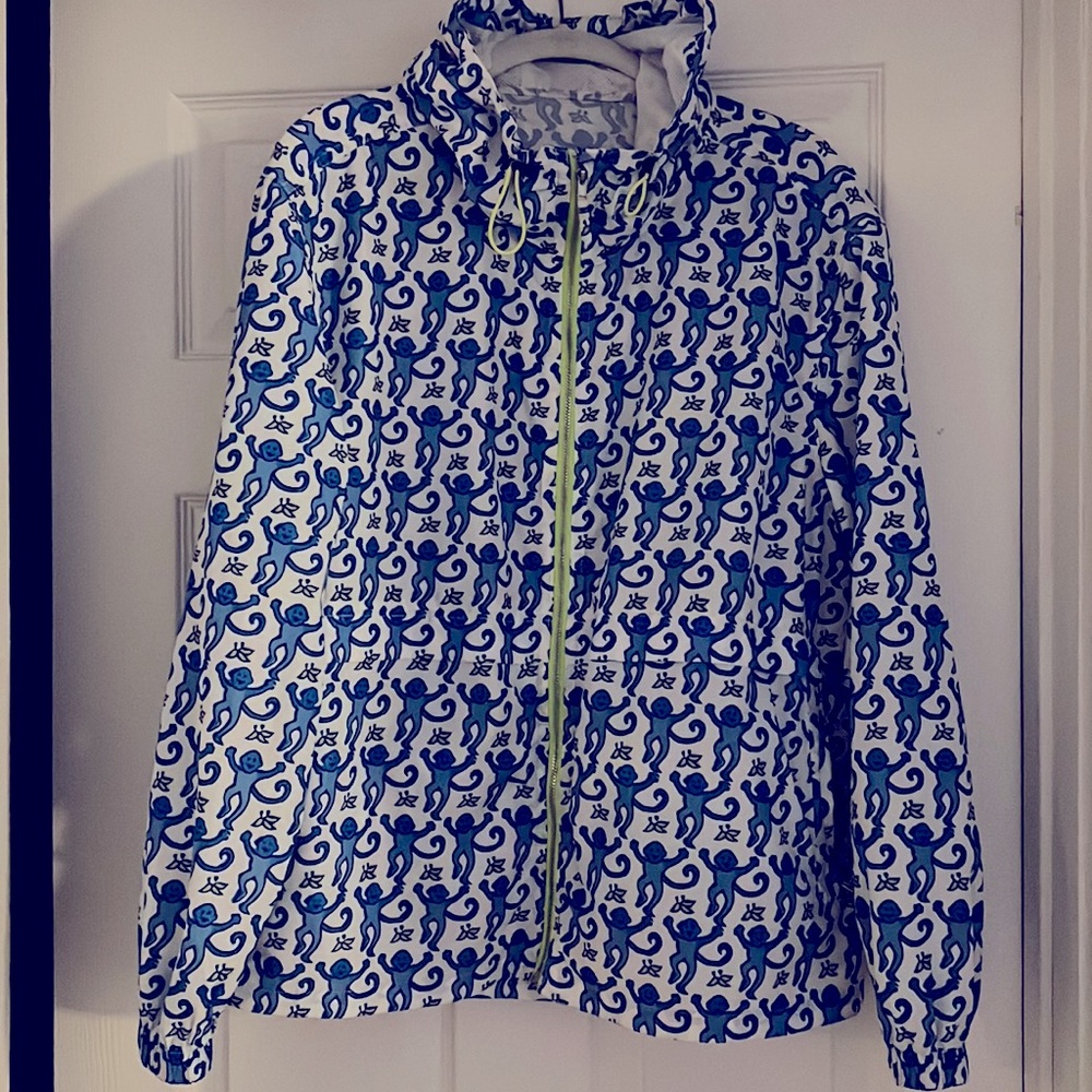Roller rabbit - rain jacket - blue monkeys, small & compacts into a Fanny pack!!